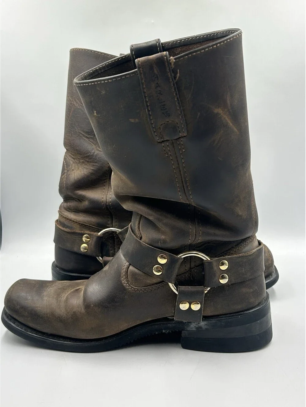 Vintage Harley Davidson 98409 Harness Boots Mens 9 Brown Leather Eagle Biker